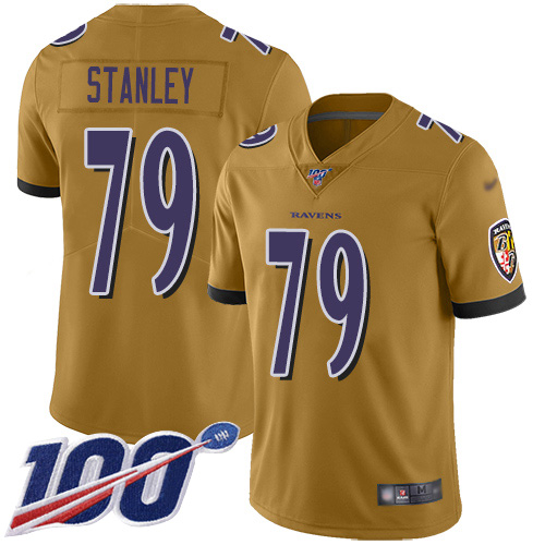 Baltimore Ravens Limited Gold Men Ronnie Stanley Jersey NFL Football 79 100th Season Inverted Legend